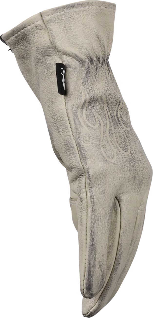 Bone white Roper leather gloves by THRASHIN SUPPLY CO. in medium size, featuring detailed stitching and classic design.