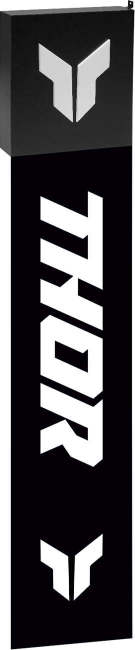 THOR Violator flag with bold black and white design on fabric, displayed with the brand box for the SW-VBS-BB-50 model