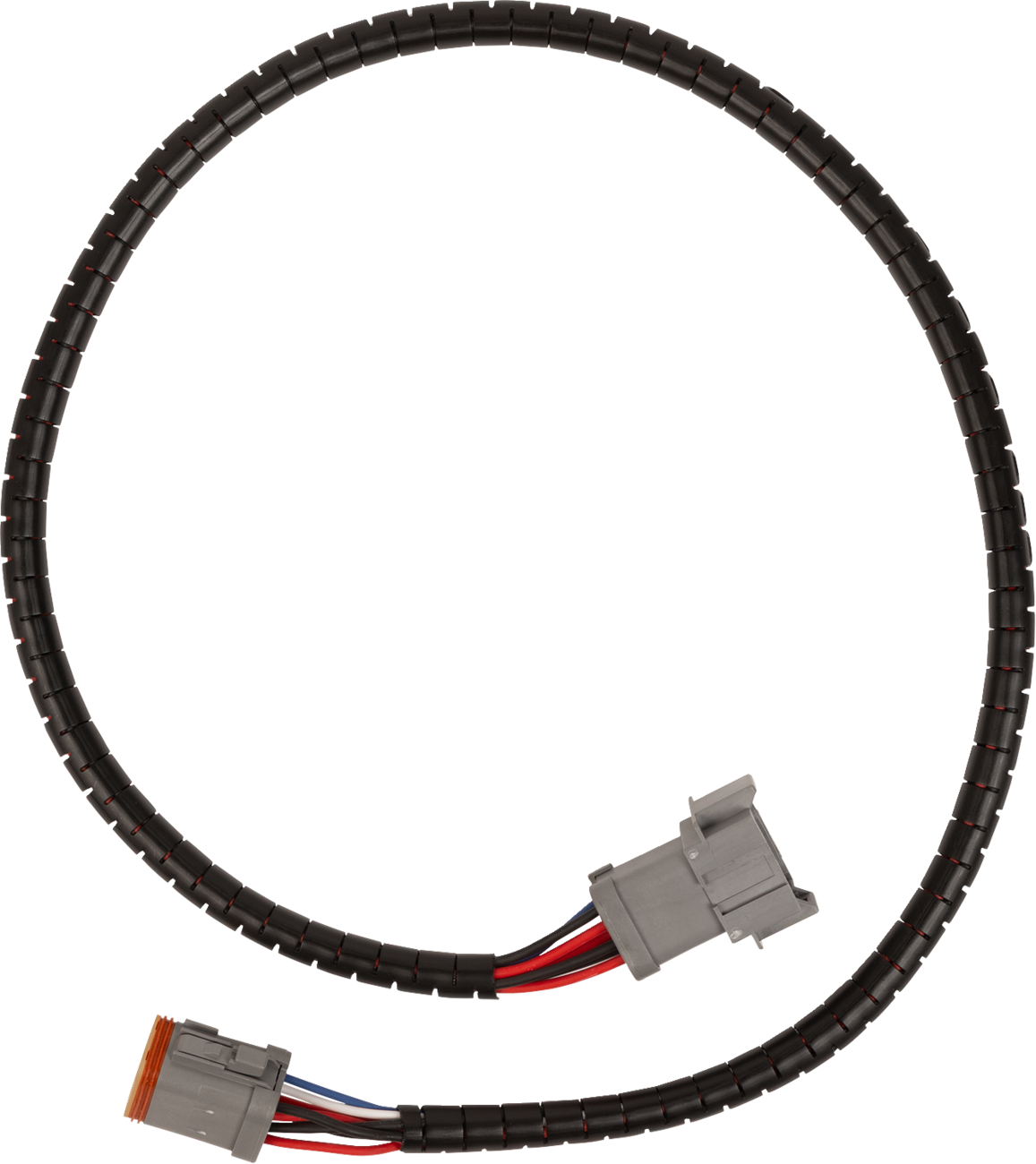 MOOSE OFFROAD wiring harness extension for V-plow, showing black cable with connectors, designed for off-road vehicle compatibility.