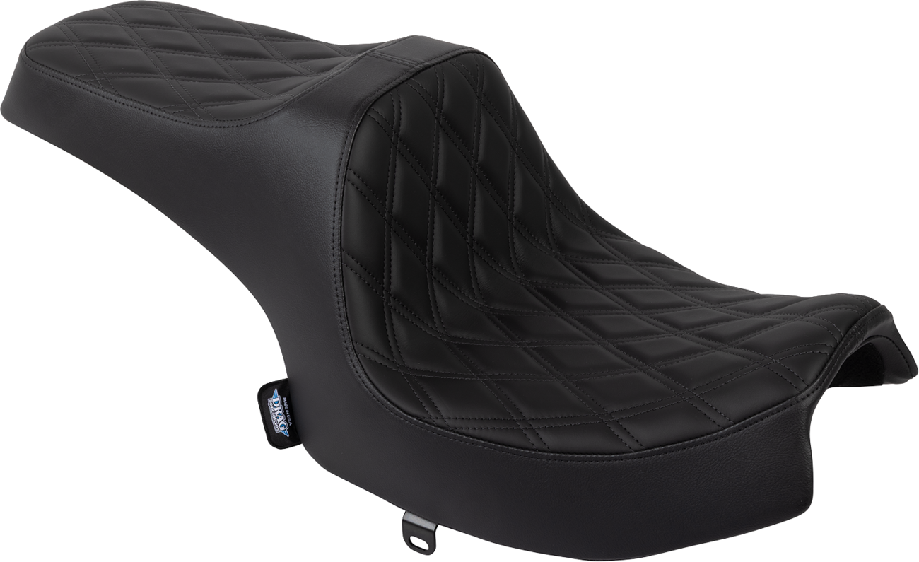 DRAG SPECIALTIES SEATS Predator III motorcycle seat in black solar leather with double diamond stitching for Challenger 2020-2025.