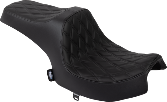 DRAG SPECIALTIES SEATS Predator III motorcycle seat in black solar leather with double diamond stitching for Challenger 2020-2025.