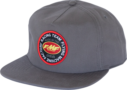 FMF Coaster Hat Charcoal HO25196900CHR - 5 Panel Snapback with Front Patch and Woven Label