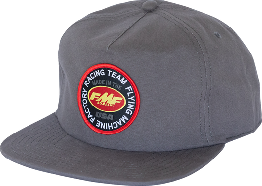 FMF Coaster Hat Charcoal HO25196900CHR - 5 Panel Snapback with Front Patch and Woven Label