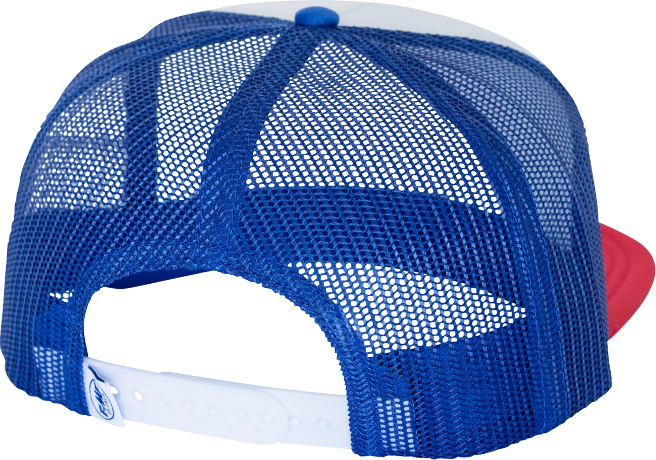 White FMF Big Pro Trucker Hat with mesh back and adjustable snap closure, featuring the FMF logo on the front.