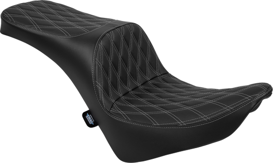 DRAG SPECIALTIES SEATS Freedom Seat for FL/FX 2018-2025 with vinyl double diamond silver stitching, part number 4719C.