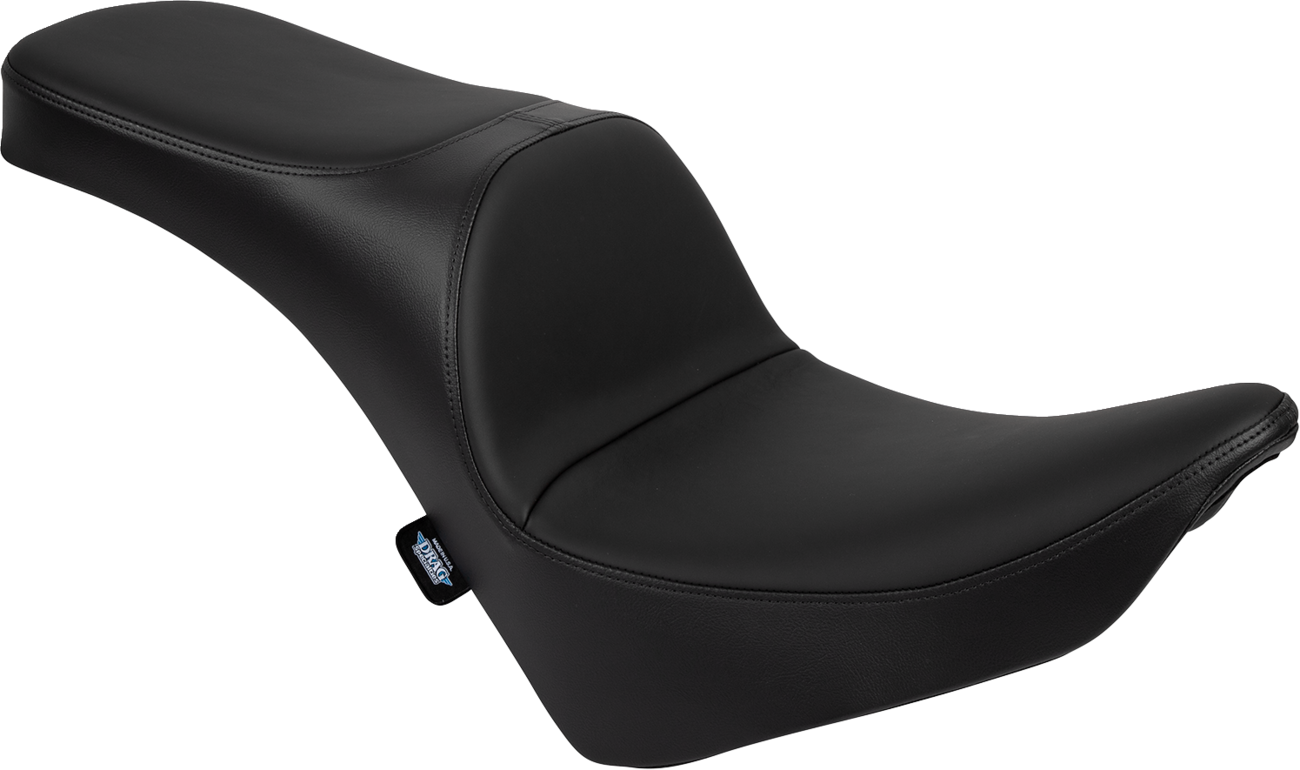 Drag Specialties Freedom Seat in solar leather for Harley FL/FX 2018-2025, motorcycle seat with comfortable design and stylish finish.