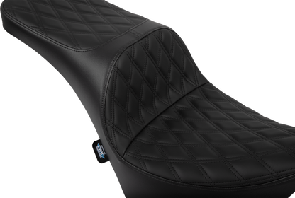 DRAG SPECIALTIES Freedom Seat for Harley FL/FX 2018-2025 in solar leather with double diamond black stitching, part #4719F.