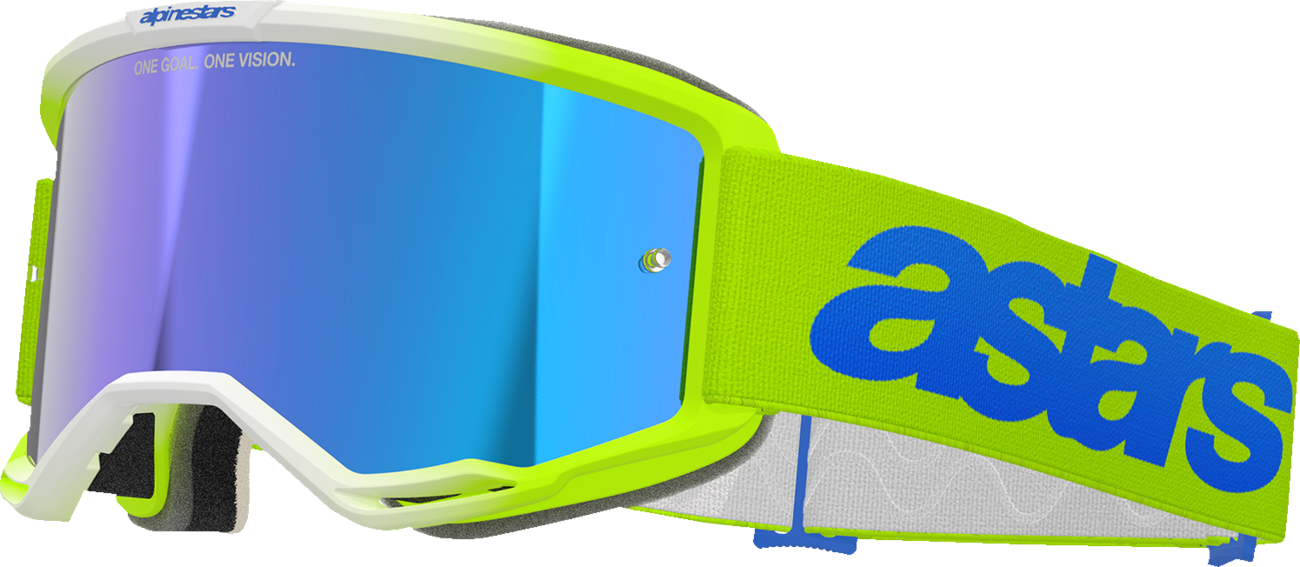 ALPINESTARS GOGGLES, Alpinestars GOGGLES Vision 5 Blaze Yellow/Blue with Blue Mirror Lens - Part 5102125-5007