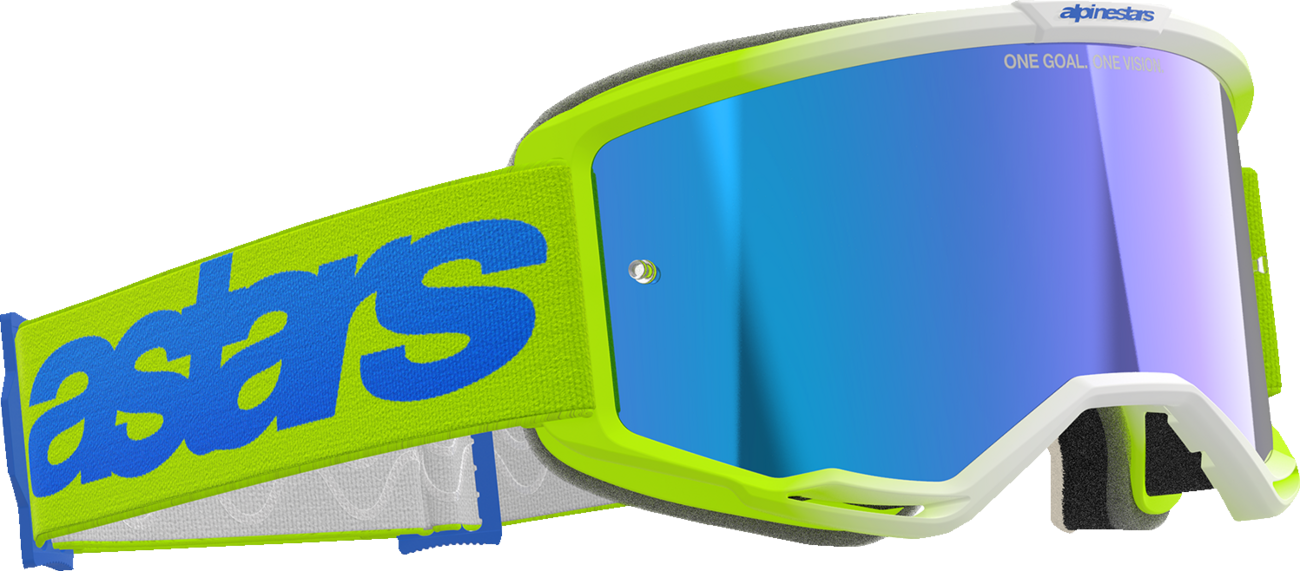 ALPINESTARS GOGGLES, Alpinestars GOGGLES Vision 5 Blaze Yellow/Blue with Blue Mirror Lens - Part 5102125-5007