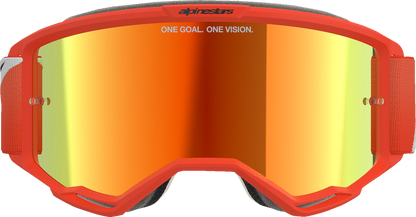 Alpinestars GOGGLES Vision 5 goggles with orange frame and red mirror lens, designed for motocross and off-road use.