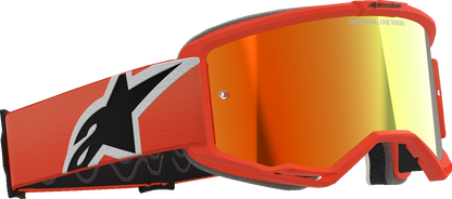 Alpinestars GOGGLES Vision 5 goggles with orange frame and red mirror lens, designed for motocross and off-road riding.