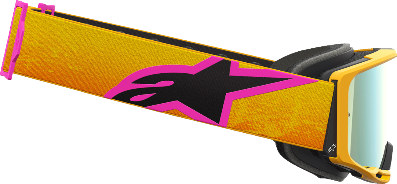 Alpinestars GOGGLES Vision 8 with gold mirror lens in orange, yellow, and pink colors, designed for motocross or off-road riding.
