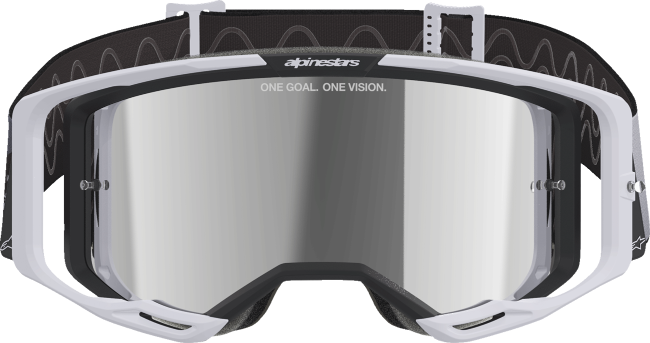 Alpinestars GOGGLES Vision 8 goggles with Lahnd Iron/Camo frame and silver mirror lens, designed for motocross and off-road riding.