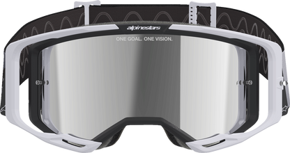 Alpinestars GOGGLES Vision 8 goggles with Lahnd Iron/Camo frame and silver mirror lens, designed for motocross and off-road riding.