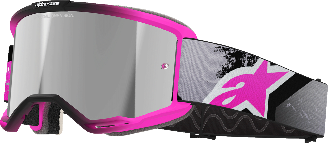 ALPINESTARS GOGGLES, Alpinestars GOGGLES Vision 5 Lahnd Iron/Pink with Silver Mirror Lens - Part 5100626-9284