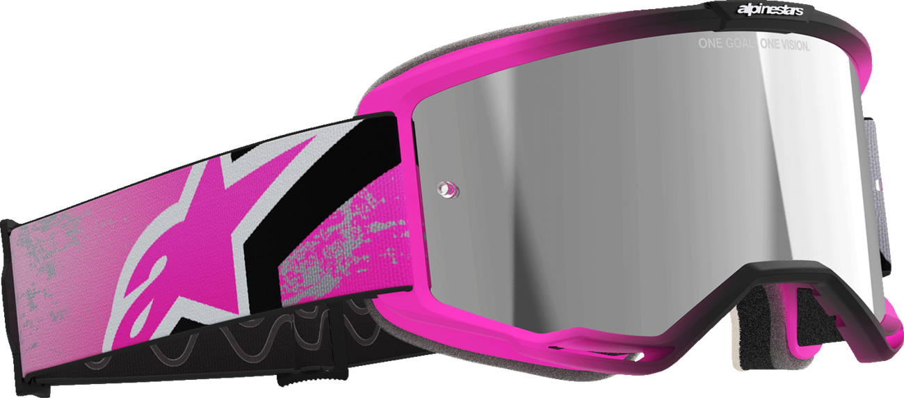 ALPINESTARS GOGGLES, Alpinestars GOGGLES Vision 5 Lahnd Iron/Pink with Silver Mirror Lens - Part 5100626-9284