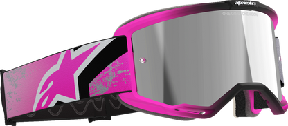 ALPINESTARS GOGGLES, Alpinestars GOGGLES Vision 5 Lahnd Iron/Pink with Silver Mirror Lens - Part 5100626-9284