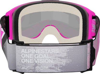 ALPINESTARS GOGGLES, Alpinestars GOGGLES Vision 5 Lahnd Iron/Pink with Silver Mirror Lens - Part 5100626-9284