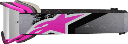 ALPINESTARS GOGGLES, Alpinestars GOGGLES Vision 5 Lahnd Iron/Pink with Silver Mirror Lens - Part 5100626-9284