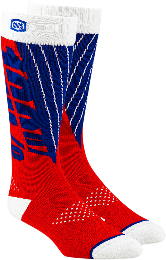 100% Torque Comfort Moto Socks - Red/Blue - Small/Medium 24007-350-17 - Howling Moto