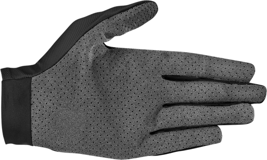 Black Alpinestars Aspen Pro Lite motorcycle gloves in large size, showing the textured leather and protective features.