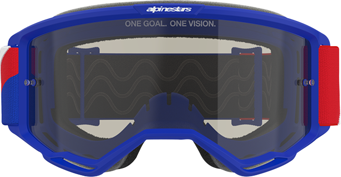 ALPINESTARS GOGGLES, Alpinestars GOGGLES Vision Sand Goggle - Blue/Red/White with Dark Smoke Lens, Part Number 5100826-7295