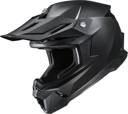 HJC C50 helmet in solid semi-flat black, small size, with aerodynamic design and secure chin strap for motorcycle riding.