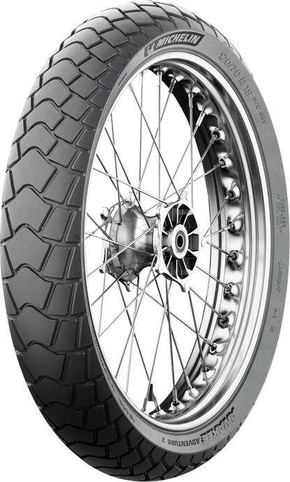 Michelin Anakee Adventure 2 front motorcycle tire, 110/80R18 58V, designed for dual-sport and adventure bikes.