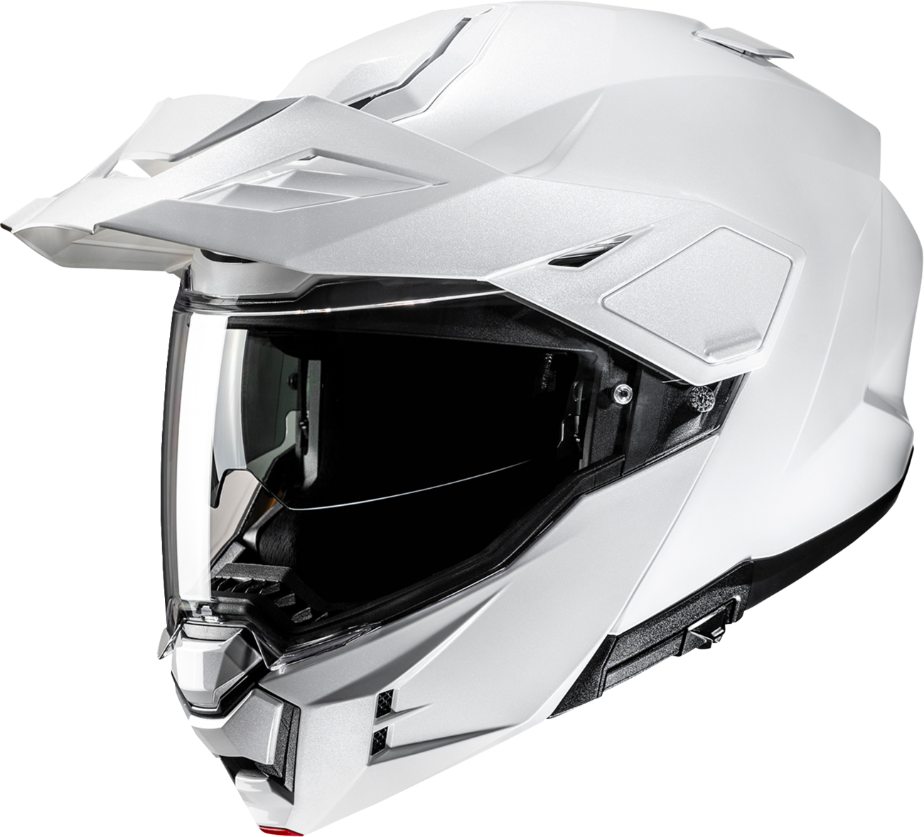 HJC i80 modular helmet in solid white, large size, featuring a versatile design for adventure and touring riding.