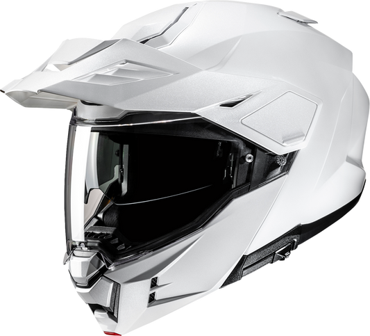 HJC i80 modular helmet in solid white, large size, featuring a versatile design for adventure and touring riding.