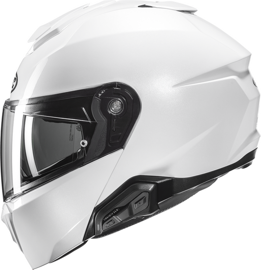 HJC i91 helmet in solid white, extra small size, with sleek aerodynamic design and clear visor for motorcycling.