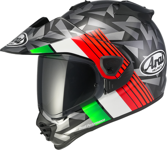 Arai XD-5 Nation motorcycle helmet in large size with Italy flag design, featuring a secure visor and aerodynamic shape.