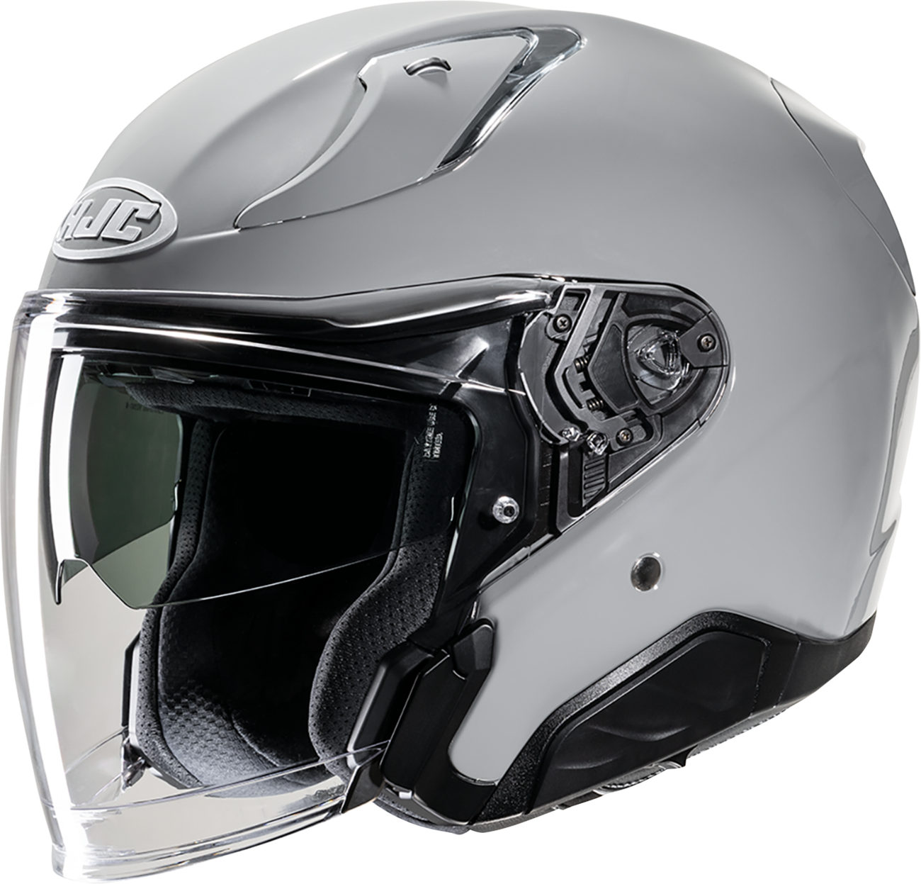 HJC RPHA 31 solid gray open-face motorcycle helmet with sun visor and safety features, small size, lightweight and protective.