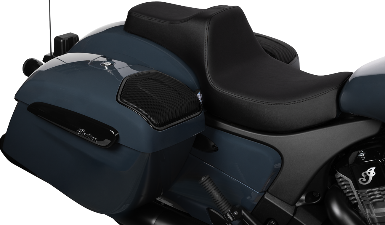 DRAG SPECIALTIES SEATS Predator III 2-up motorcycle seat for Chieftain 2025 and Challenger 2020-25, vinyl with smooth finish.