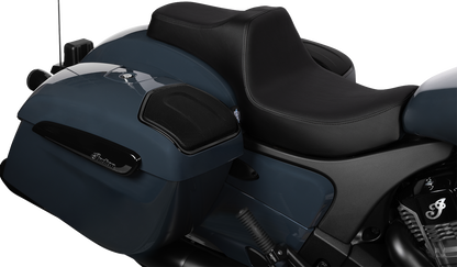 DRAG SPECIALTIES SEATS Predator III 2-up motorcycle seat for Chieftain 2025 and Challenger 2020-25, vinyl with smooth finish.