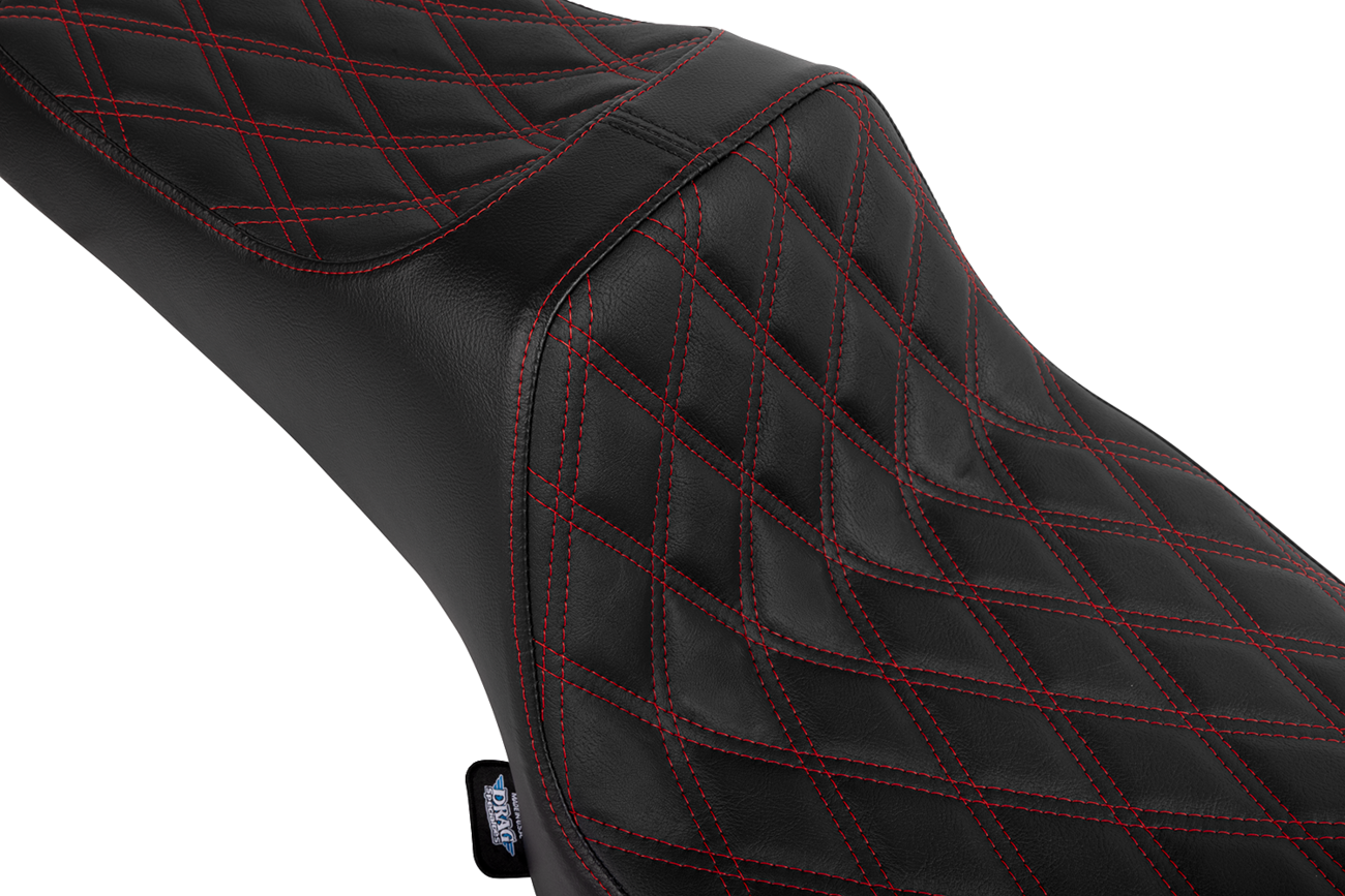 Drag Specialties Predator III 2-up seat on Indian Chieftain and Challenger motorcycle, featuring durable black leather upholstery.