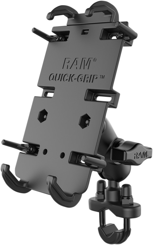 RAM MOUNTS XL Phone Mount with quick grip clamp and U-bolt base, designed for engine installation by Bill's Exhausts.