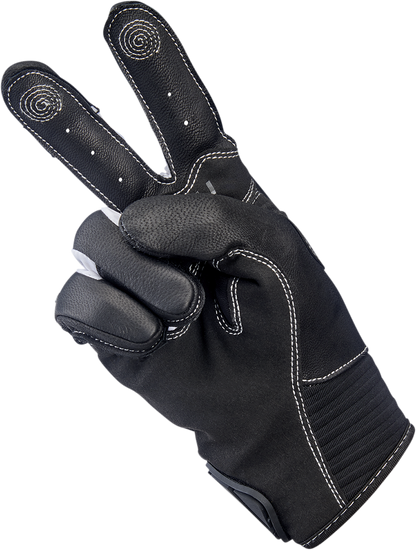 Gray BILTWELL Bridgeport motorcycle gloves in XL size with reinforced palms and adjustable wrist straps.