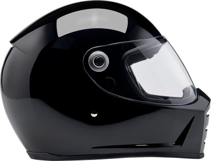Gloss black BILTWELL Lane Splitter motorcycle helmet in 2XL size, featuring a sleek design and clear face shield.