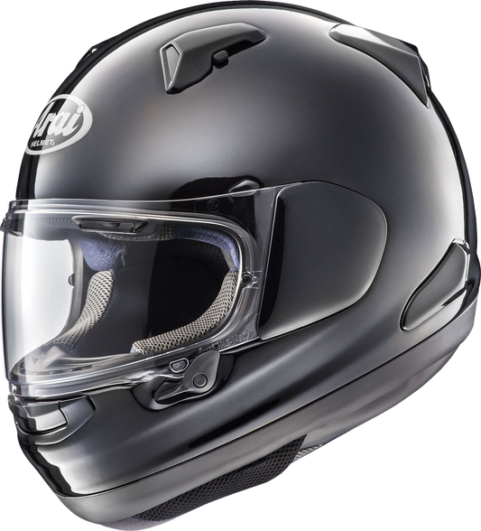 Arai Signet-X Diamond Black 2XL motorcycle helmet with VAS Shield system and Pinlock 120 lens, featuring sleek design and ventilation