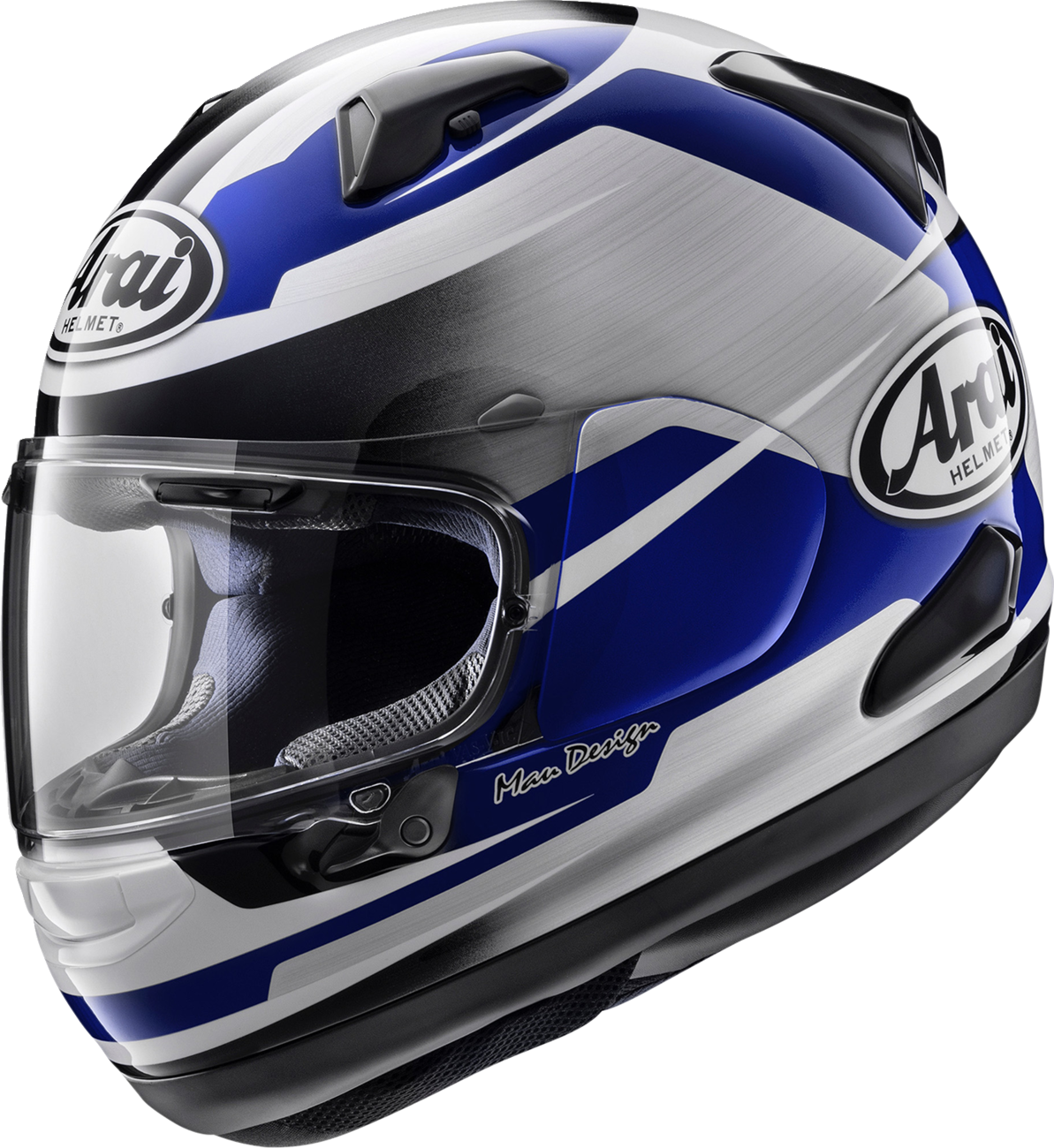 ARAI HELMETS Quantum-X Steel helmet with VAS-MV shield in blue, small size, featuring aerodynamic design and secure fit.