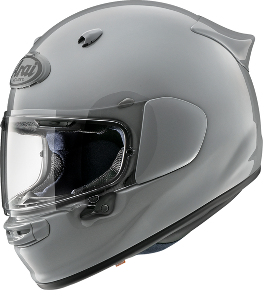 Light gray ARAI HELMETS Contour-X motorcycle helmet in medium size, featuring aerodynamic design and ventilation features.