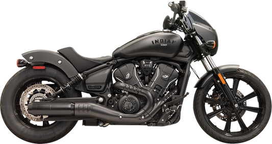 BASSANI XHAUST 4-inch slip-on muffler with billet end cap for Scout motorcycle, showcasing the polished metal finish and design.