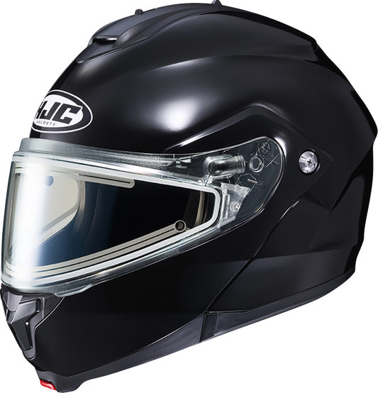 HJC C91 snow helmet in black with dual-pane electric shield, size 2XL, featuring aerodynamic design and secure strap.