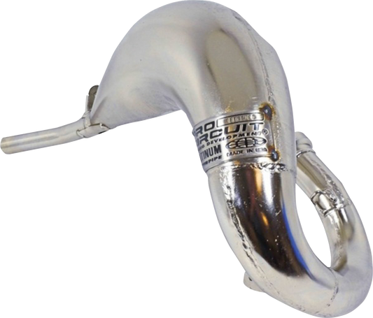PRO CIRCUIT Platinum Pipe for KTM 85 motorcycle, showing the shiny exhaust pipe with logo and mounting details.