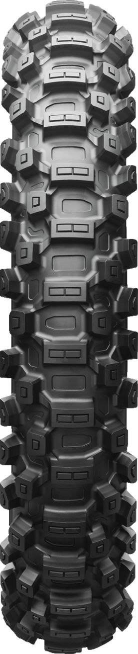 Bridgestone Battlecross X31 rear motorcycle tire in 90/100-16 size with rugged tread pattern for off-road riding.
