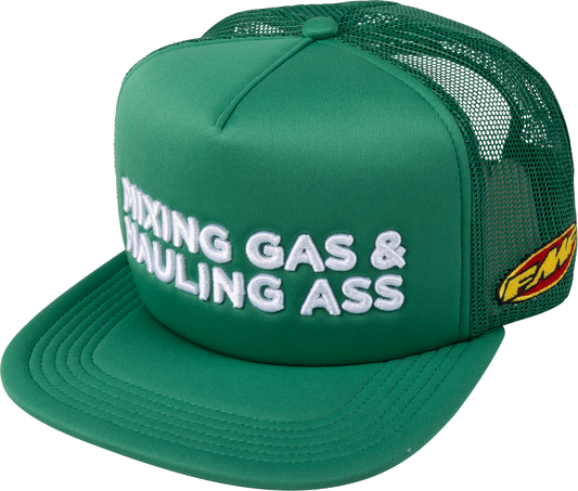 FMF Gass Hat - Green HO25T196907GR with Embroidered Logo and Trucker Style
