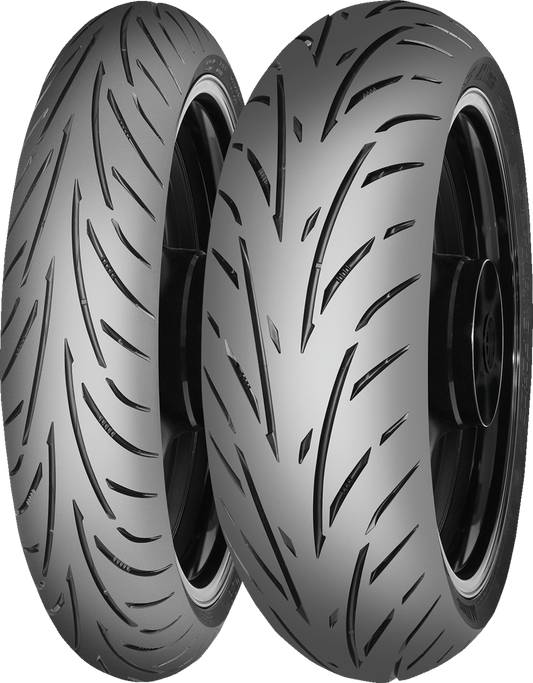 MITAS Touring Force Front Motorcycle Tire 120/60ZR17 with 55W speed rating, designed for sport and touring motorcycles.