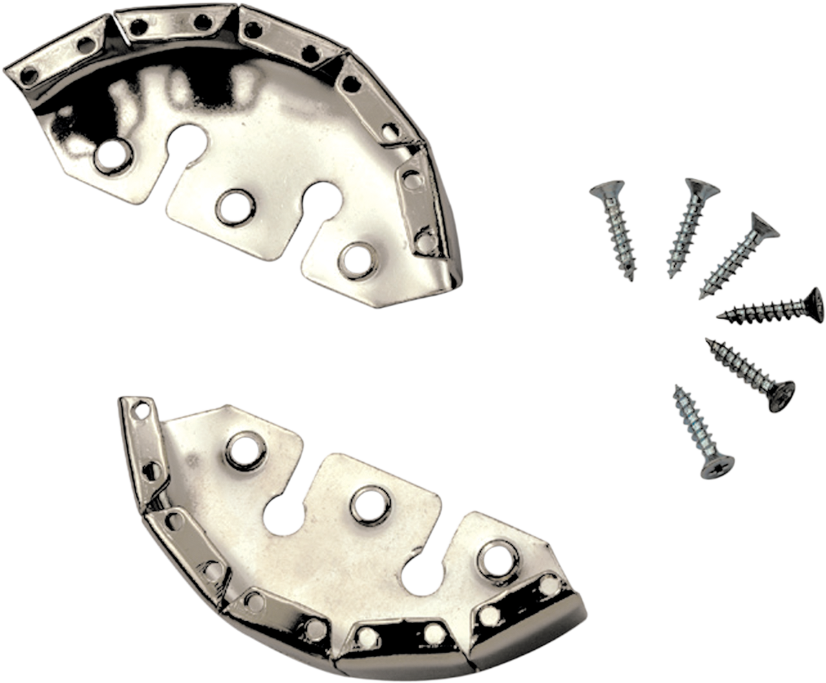 Alpinestars MX boot toe caps with screws, durable black plastic replacement parts for motocross boots.