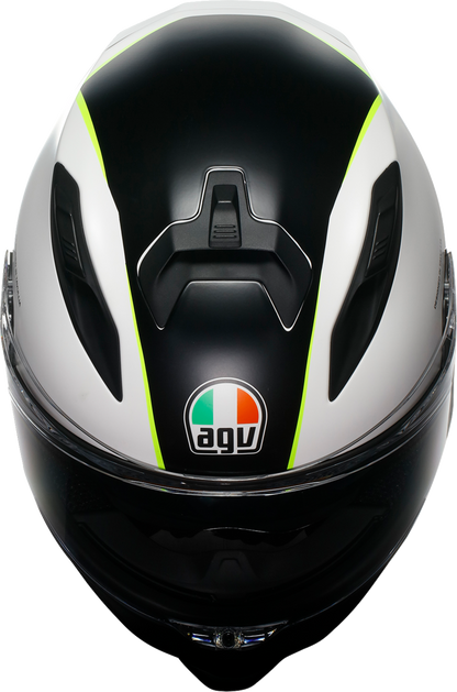AGV K7 Super 46 motorcycle helmet in XL size with aerodynamic design and clear visor, shown from the front.
